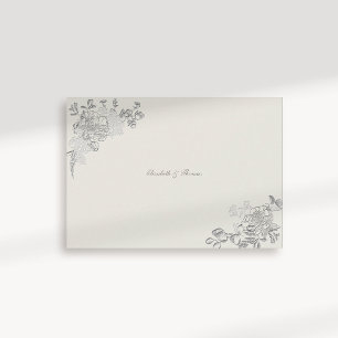 Faux Embossed Peony Classic Ecru Wedding Thank You Card