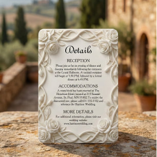 Faux Embossed Plaster Ivory Floral Enclosure Card