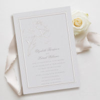 Faux Embossed Rose Frame Ivory Formal Wedding