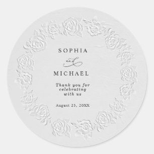 Faux Embossed White Roses Wedding Sticker