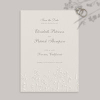 Faux Embossed Wildflowers Ecru Formal Wedding
