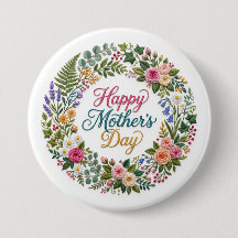 Faux Embroidery Floral Happy Mother's Day