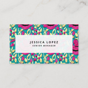 Faux Embroidery Floral Pattern Professional Business Card