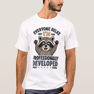Faux Embroidery Racoon Professionally Developed T-Shirt
