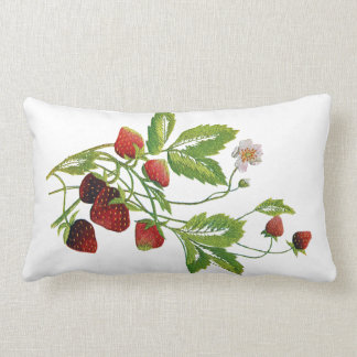 Faux Embroidery - Strawberries Lumbar Cushion