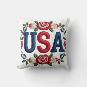 Faux Embroidery USA Cushion