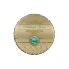 Faux Emerald Gemstone Metallic Shiny Gold Damask