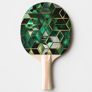 Faux Emerald, Green and Gold, Geometric Ping Pong Paddle