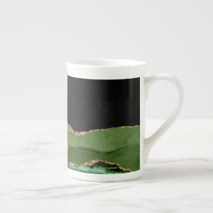 Faux Emerald Green Marbled Agate Contemporary Bone China Mug