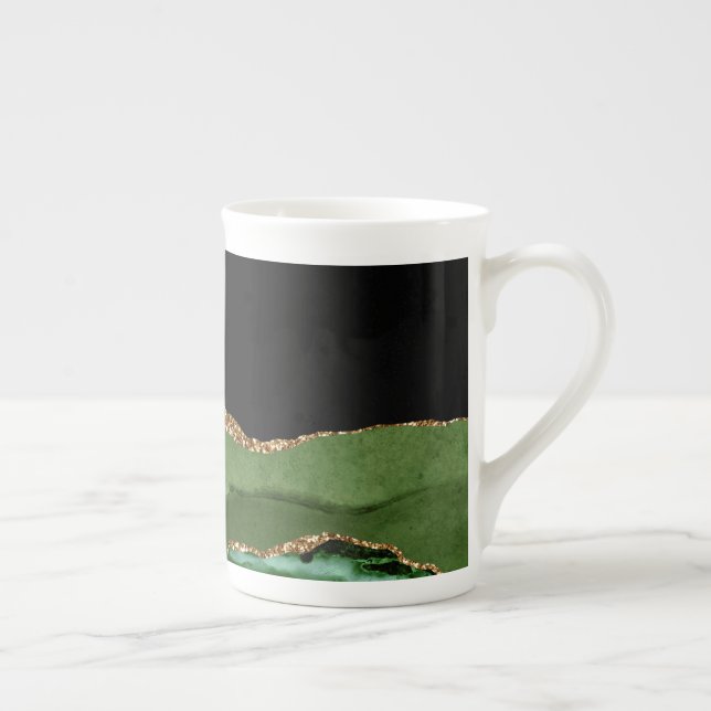 Faux Emerald Green Marbled Agate Contemporary Bone China Mug (Right)