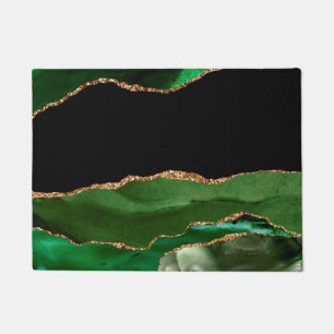 Faux Emerald Green Marbled Agate Contemporary Doormat