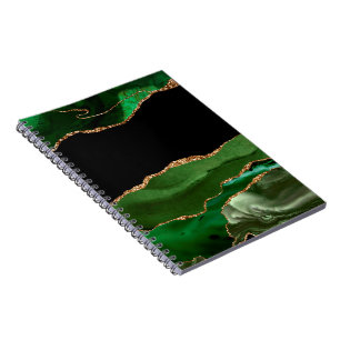 Faux Emerald Green Marbled Agate Contemporary Notebook