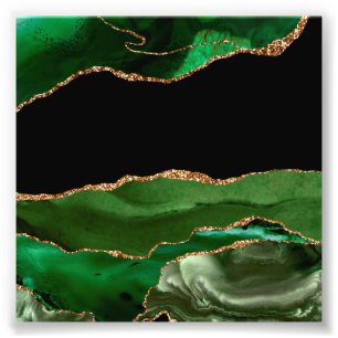 Faux Emerald Green Marbled Agate Contemporary Photo Print