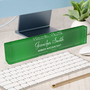 Faux Emerald Green Ombre Blur with Job Title Nameplate
