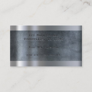 Faux Etched Metallic Plate Blue Business Card