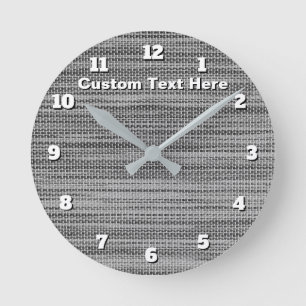 Faux Fabric Gray Clock Personalized Text