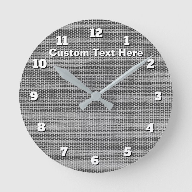 Faux Fabric Gray Clock Personalized Text (Front)