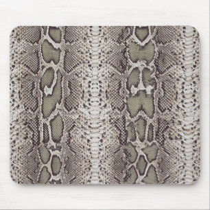 Faux / Fake snakeskin, greens and greys Mouse Mat