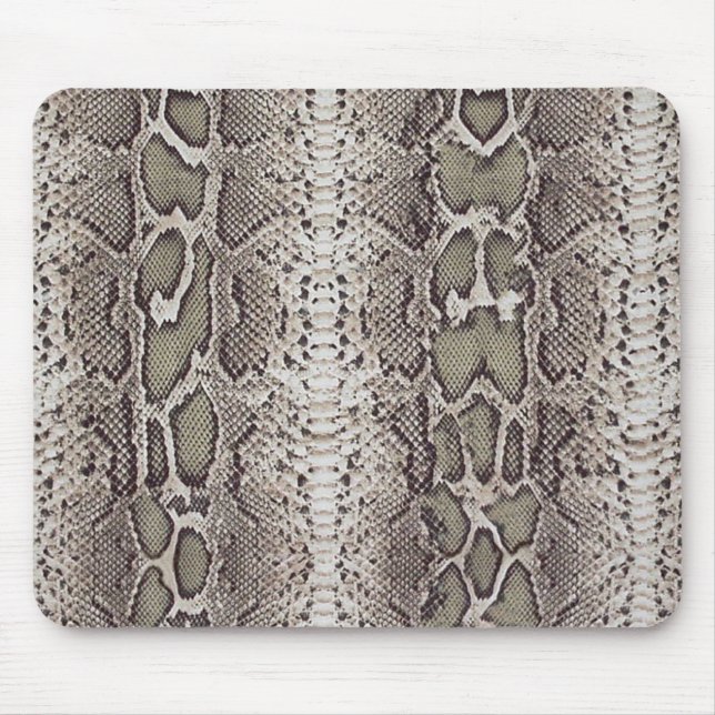 Faux / Fake snakeskin, greens and greys Mouse Mat (Front)