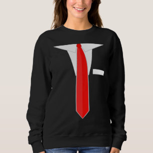 Faux Fake Tuxedo Suit Dress Tie Sweatshirt