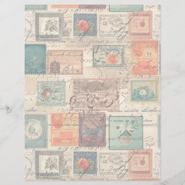 Faux Fantasy Postage Stamp Collage 6 light (Back)