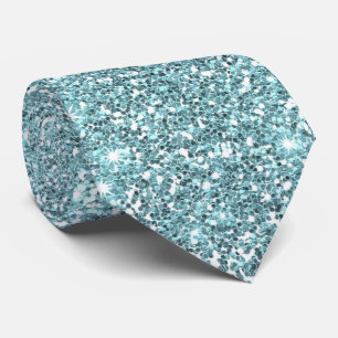 Faux Festive Elegant Blue Glitter Sparkles Tie