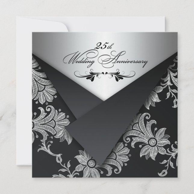FAUX Flaps 25th Wedding Anniversary Invitation (Front)