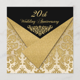 FAUX Flaps Damask 20th Anniversary Invitation