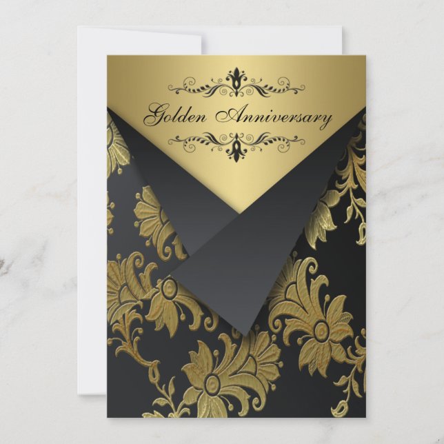 FAUX Flaps Golden Anniversary Invite | Chandelier (Front)