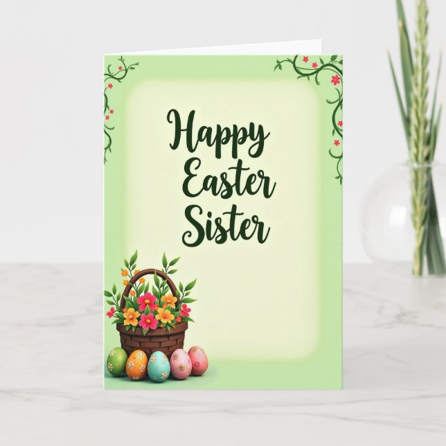Faux Floral Easter Sister Card (Front)