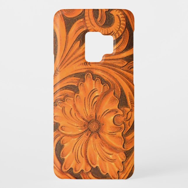 Faux Floral Tooled Leather Saddle Case-Mate Samsung Galaxy Case (Back)