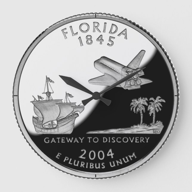 Faux Florida State Quarter Large Clock (Front)