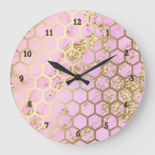 faux foil and chunky glitter honeycomb large clock