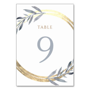 faux foil and dusty blue Table Number 9