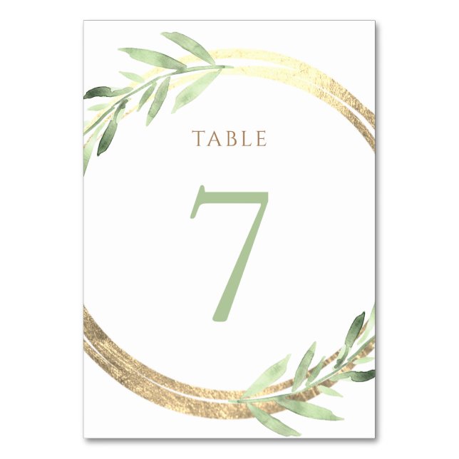 faux foil and green leaves Table Number 7 (Front)