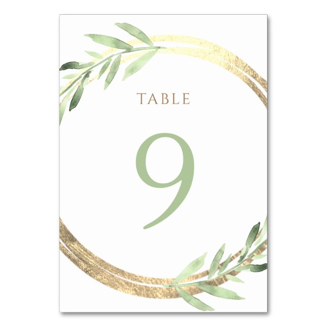 faux foil and green leaves Table Number 9 (Front)