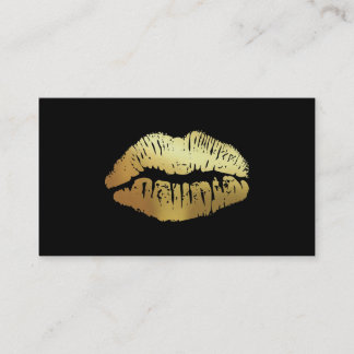 Faux foil bold salon referral card - gold on black