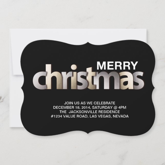 faux foil christmas holiday party invitation (Front)