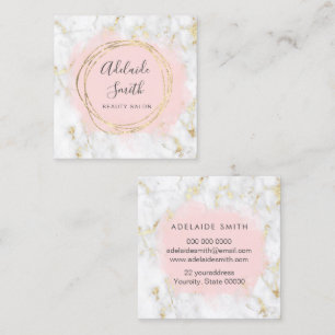 FAUX foil circle pink watercolor on marble Square Business Card