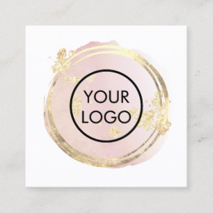 FAUX foil circle pink watercolor Square Business Card