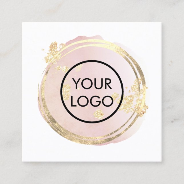 FAUX foil circle pink watercolor Square Business Card (Front)