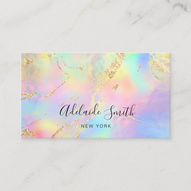 faux foil details FAUX holographic gradients Business Card (Front)