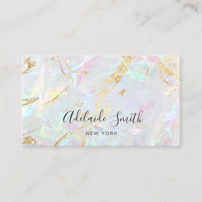 faux foil details FAUX opal stone Business Card (Front)