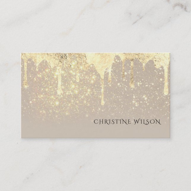 faux foil dripping glitter background  business card (Front)