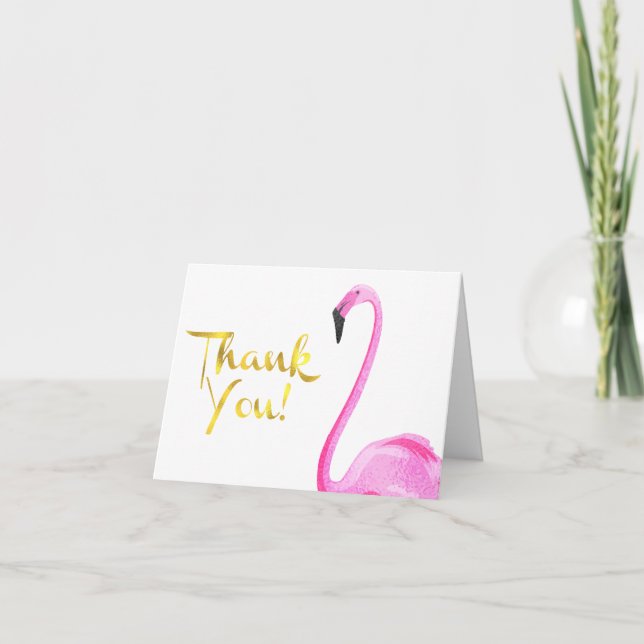 Faux Foil, Flamingo, Thank You Cards (Front)