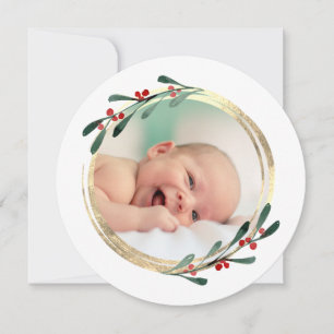 faux foil frame Merry Christmas Holiday Card