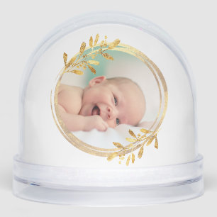 faux foil frame Merry Christmas new baby  Snowglobe