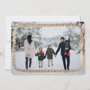 Faux Foil Garland Elegant Photo Holiday Card