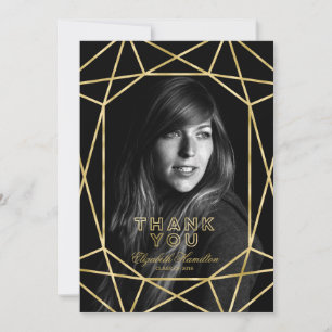 Faux Foil Gold Gem Graduation Photo Thank You Announcement