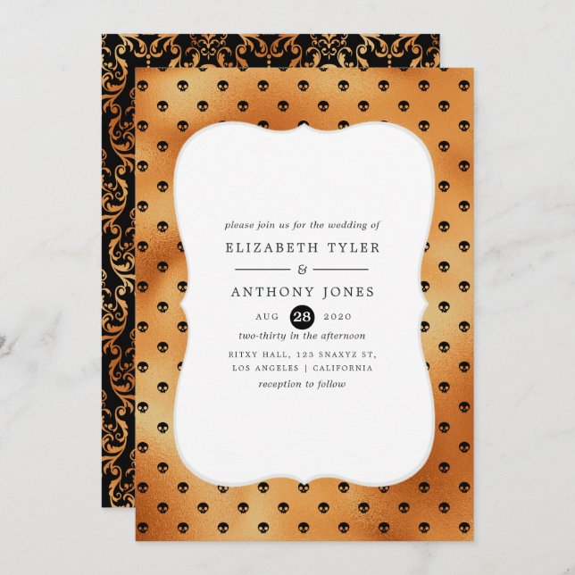 Faux Foil Halloween Wedding Invitation (Front/Back)